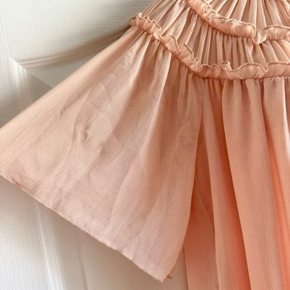 Zara Pleated Lace Flutter Sleeve Blouse - Picture 4 of 7